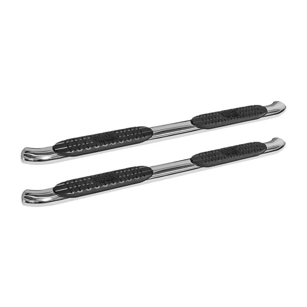 21-23250 – WESTIN Nerf Bar, With Step Pads 4 Inch Oval Bent Polished Stainless Steel With Welded End Caps Rocker Pane...